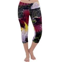 Cendrawasih Beautiful Bird Of Paradise Capri Yoga Leggings by BangZart