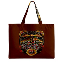 Tattoo Art Print Traditional Artwork Lighthouse Wave Zipper Mini Tote Bag by BangZart