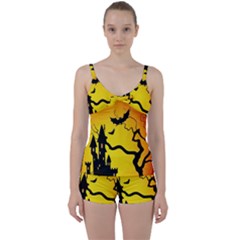 Halloween Night Terrors Tie Front Two Piece Tankini by BangZart