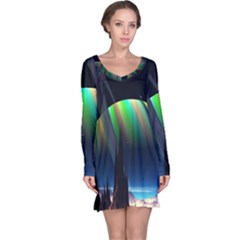 Planets In Space Stars Long Sleeve Nightdress by BangZart