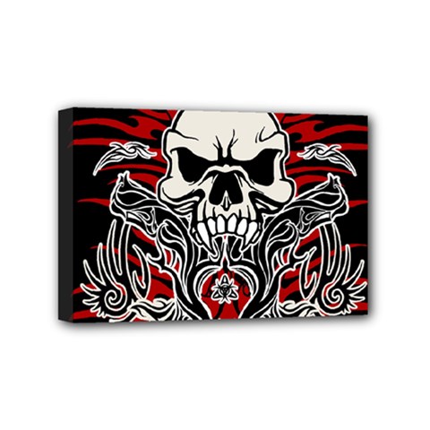 Skull Tribal Mini Canvas 6  X 4  by Valentinaart