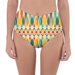 Festive Pattern Reversible High-waist Bikini Bottoms by linceazul