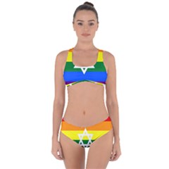 Gay Pride Israel Flag Criss Cross Bikini Set by Valentinaart