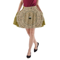 Golden Forest Silver Tree In Wood Mandala A-line Pocket Skirt by pepitasart