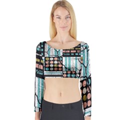 Distressed Pattern Long Sleeve Crop Top by linceazul