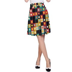 Colors On Black A-line Skirt by linceazul
