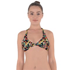 Colors On Black Halter Neck Bikini Top by linceazul