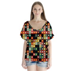 Colors On Black Flutter Sleeve Top by linceazul