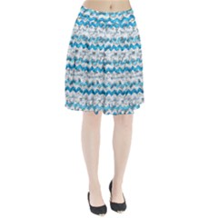 Baby Blue Chevron Grunge Pleated Skirt by designworld65
