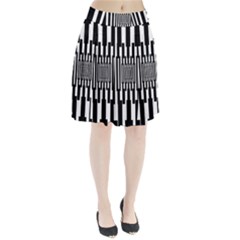Black Stripes Endless Window Pleated Skirt by designworld65