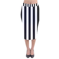 Black And White Stripes Velvet Midi Pencil Skirt by designworld65