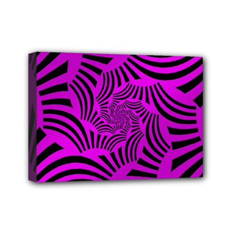 Black Spral Stripes Pink Mini Canvas 7  X 5  by designworld65