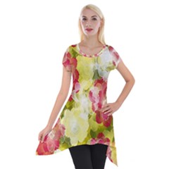 Flower Power Short Sleeve Side Drop Tunic by designworld65