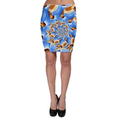 Gold Blue Bubbles Spiral Bodycon Skirt by designworld65