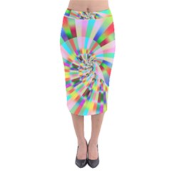 Irritation Funny Crazy Stripes Spiral Velvet Midi Pencil Skirt by designworld65