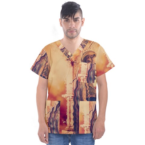 Fantasy Art Painting Magic Woman  Men s V-neck Scrub Top by paulaoliveiradesign