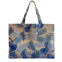 Fabric Embroidery Blue Texture Zipper Mini Tote Bag by paulaoliveiradesign