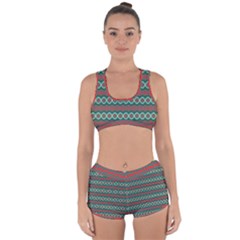Ethnic Geometric Pattern Racerback Boyleg Bikini Set by linceazul