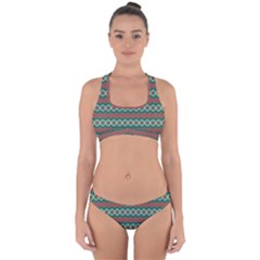 Ethnic Geometric Pattern Cross Back Hipster Bikini Set by linceazul