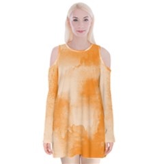Ombre Velvet Long Sleeve Shoulder Cutout Dress by ValentinaDesign