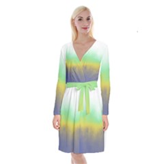 Ombre Long Sleeve Velvet Front Wrap Dress by ValentinaDesign