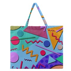 Memphis #10 Zipper Large Tote Bag by RockettGraphics