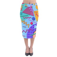 Memphis #10 Velvet Midi Pencil Skirt by RockettGraphics