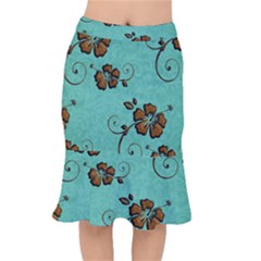 Chocolate Background Floral Pattern Mermaid Skirt by Nexatart