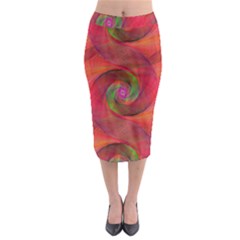 Red Spiral Swirl Pattern Seamless Midi Pencil Skirt by Nexatart