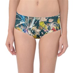 Art Graffiti Abstract Vintage Mid-waist Bikini Bottoms by Nexatart