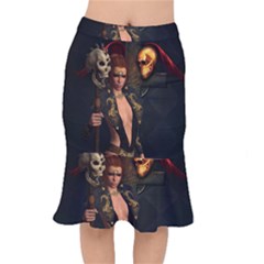 The Dark Side, Women With Skulls In The Night Mermaid Skirt by FantasyWorld7