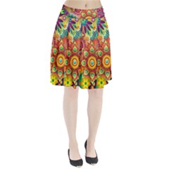 Colorful Abstract Pattern Kaleidoscope Pleated Skirt by paulaoliveiradesign