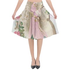 Vintage Floral Illustration Flared Midi Skirt by paulaoliveiradesign