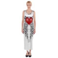 Angel Heart Tattoo Fitted Maxi Dress by Valentinaart
