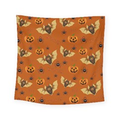 Bat, Pumpkin And Spider Pattern Square Tapestry (small) by Valentinaart