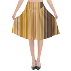 Brown Verticals Lines Stripes Colorful Flared Midi Skirt by Mariart