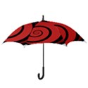 Double Spiral Thick Lines Black Red Hook Handle Umbrellas (Small) View3