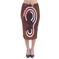 Fan Line Chevron Wave Brown Velvet Midi Pencil Skirt by Mariart