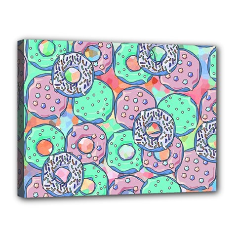 Donuts Pattern Canvas 16  X 12  by ValentinaDesign