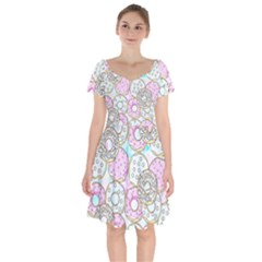 Donuts Pattern Short Sleeve Bardot Dress by ValentinaDesign
