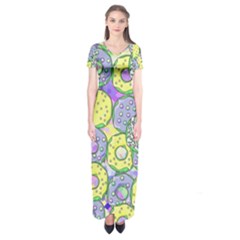 Donuts Pattern Short Sleeve Maxi Dress by ValentinaDesign