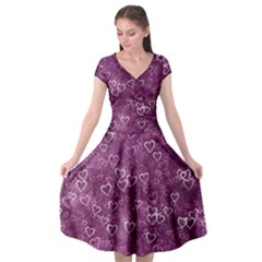 Heart Pattern Cap Sleeve Wrap Front Dress by ValentinaDesign