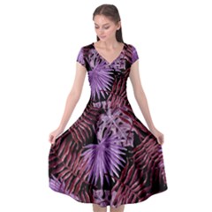 Tropical Pattern Cap Sleeve Wrap Front Dress by ValentinaDesign
