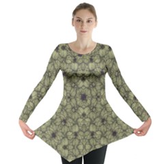 Stylized Modern Floral Design Long Sleeve Tunic  by dflcprints