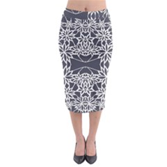 Blue White Lace Flower Floral Star Midi Pencil Skirt by Mariart