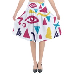 Eye Triangle Wave Chevron Red Yellow Blue Flared Midi Skirt by Mariart