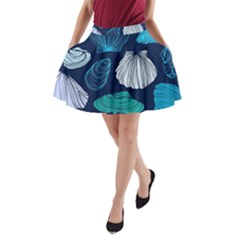 Mega Menu Seashells A-line Pocket Skirt by Mariart