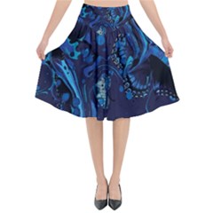 Pattern Butterfly Blue Stone Flared Midi Skirt by Mariart