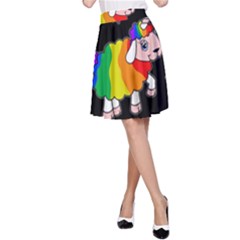Unicorn Sheep A-line Skirt by Valentinaart