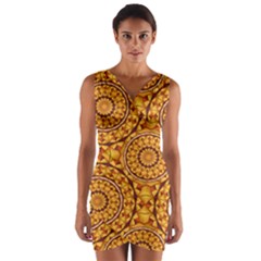 Golden Mandalas Pattern Wrap Front Bodycon Dress by linceazul